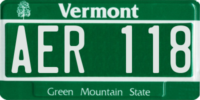 VT license plate AER118