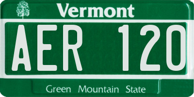 VT license plate AER120