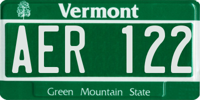 VT license plate AER122