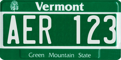 VT license plate AER123