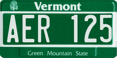VT license plate AER125