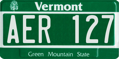 VT license plate AER127