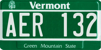 VT license plate AER132