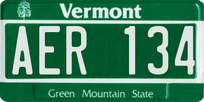 VT license plate AER134