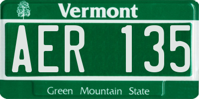 VT license plate AER135