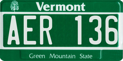VT license plate AER136