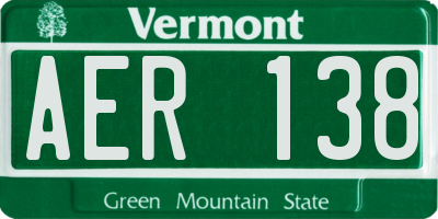 VT license plate AER138