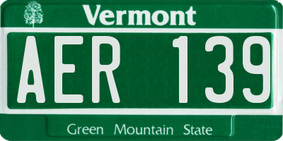 VT license plate AER139