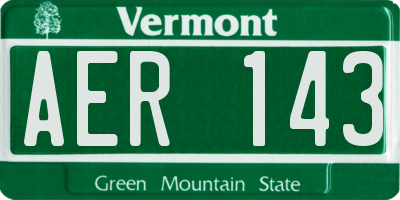 VT license plate AER143