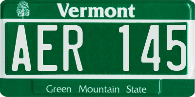 VT license plate AER145