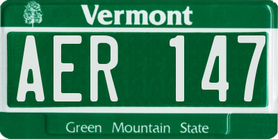 VT license plate AER147