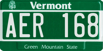 VT license plate AER168
