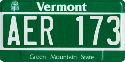 VT license plate AER173