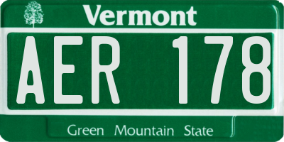 VT license plate AER178