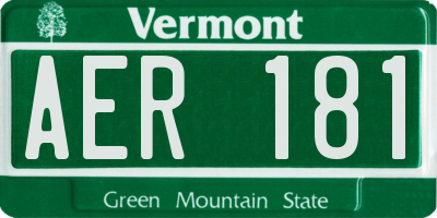 VT license plate AER181