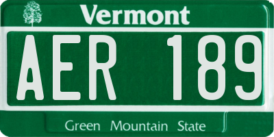 VT license plate AER189