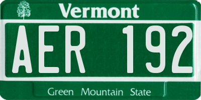 VT license plate AER192