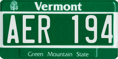VT license plate AER194