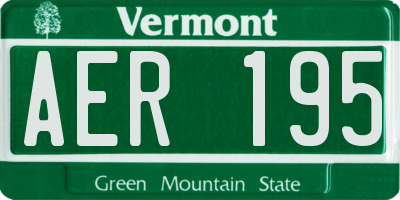 VT license plate AER195