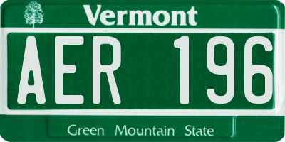 VT license plate AER196