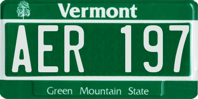 VT license plate AER197