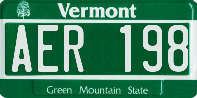 VT license plate AER198