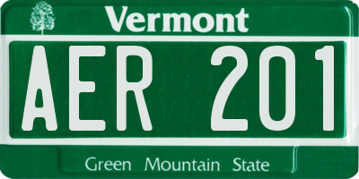 VT license plate AER201