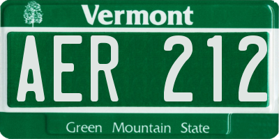 VT license plate AER212