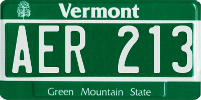 VT license plate AER213