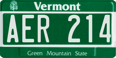 VT license plate AER214
