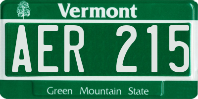 VT license plate AER215