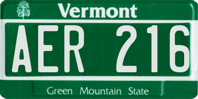 VT license plate AER216