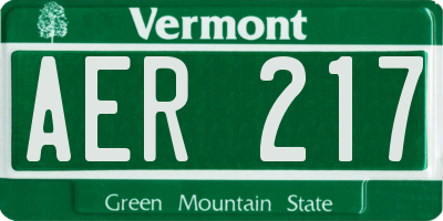 VT license plate AER217