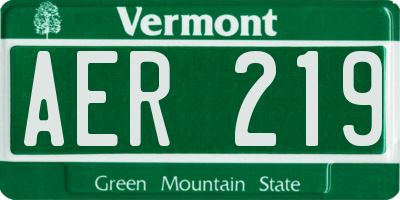 VT license plate AER219