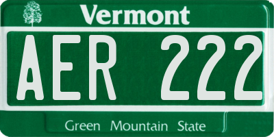 VT license plate AER222