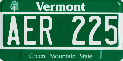 VT license plate AER225