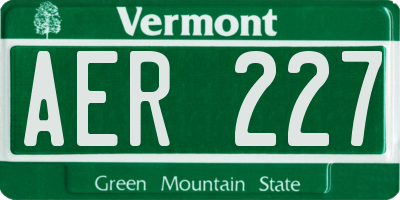 VT license plate AER227
