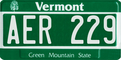 VT license plate AER229