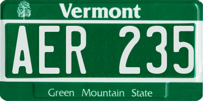 VT license plate AER235
