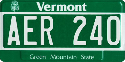 VT license plate AER240