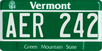 VT license plate AER242