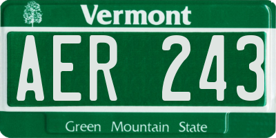 VT license plate AER243