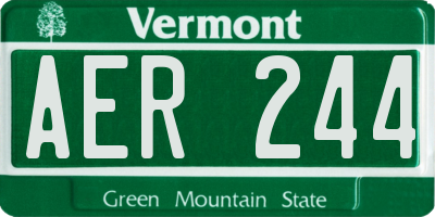 VT license plate AER244