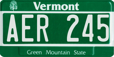 VT license plate AER245