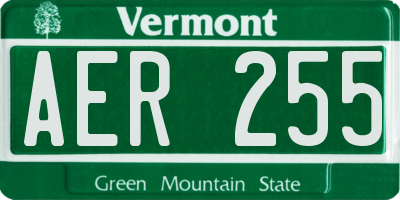 VT license plate AER255