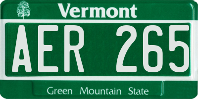 VT license plate AER265