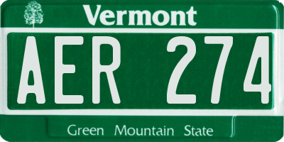 VT license plate AER274