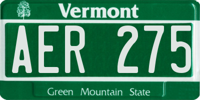 VT license plate AER275