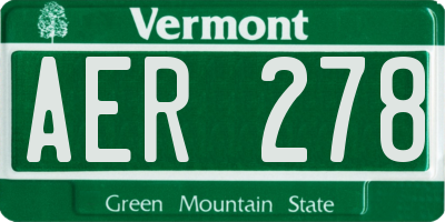 VT license plate AER278