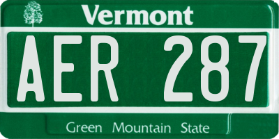 VT license plate AER287